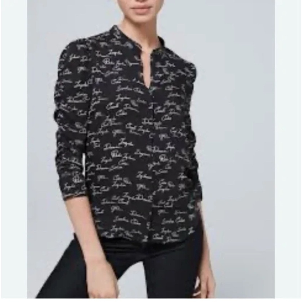 White House Black Market Script Blouse MEDIUM